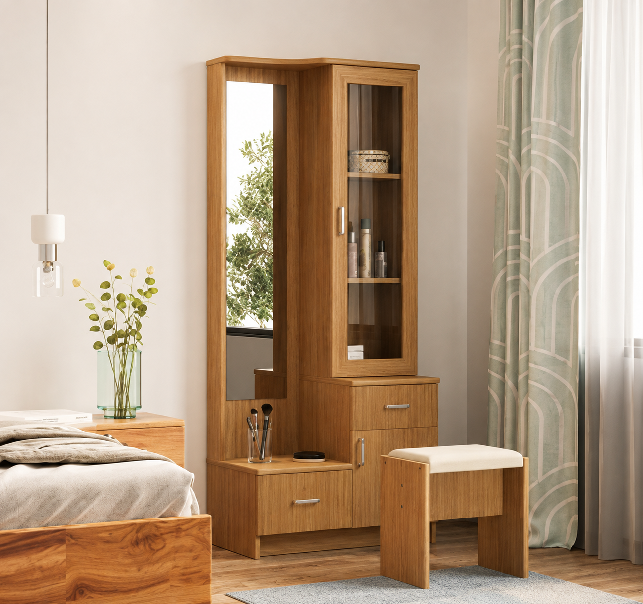 Wardrobe with full height mirrored sliding doors